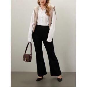 PETER SOM X RTR Black Pull On Flared Leg Dress Pants Size M